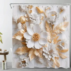 Gold Textured Purple Abstract Marble Shower Curtain