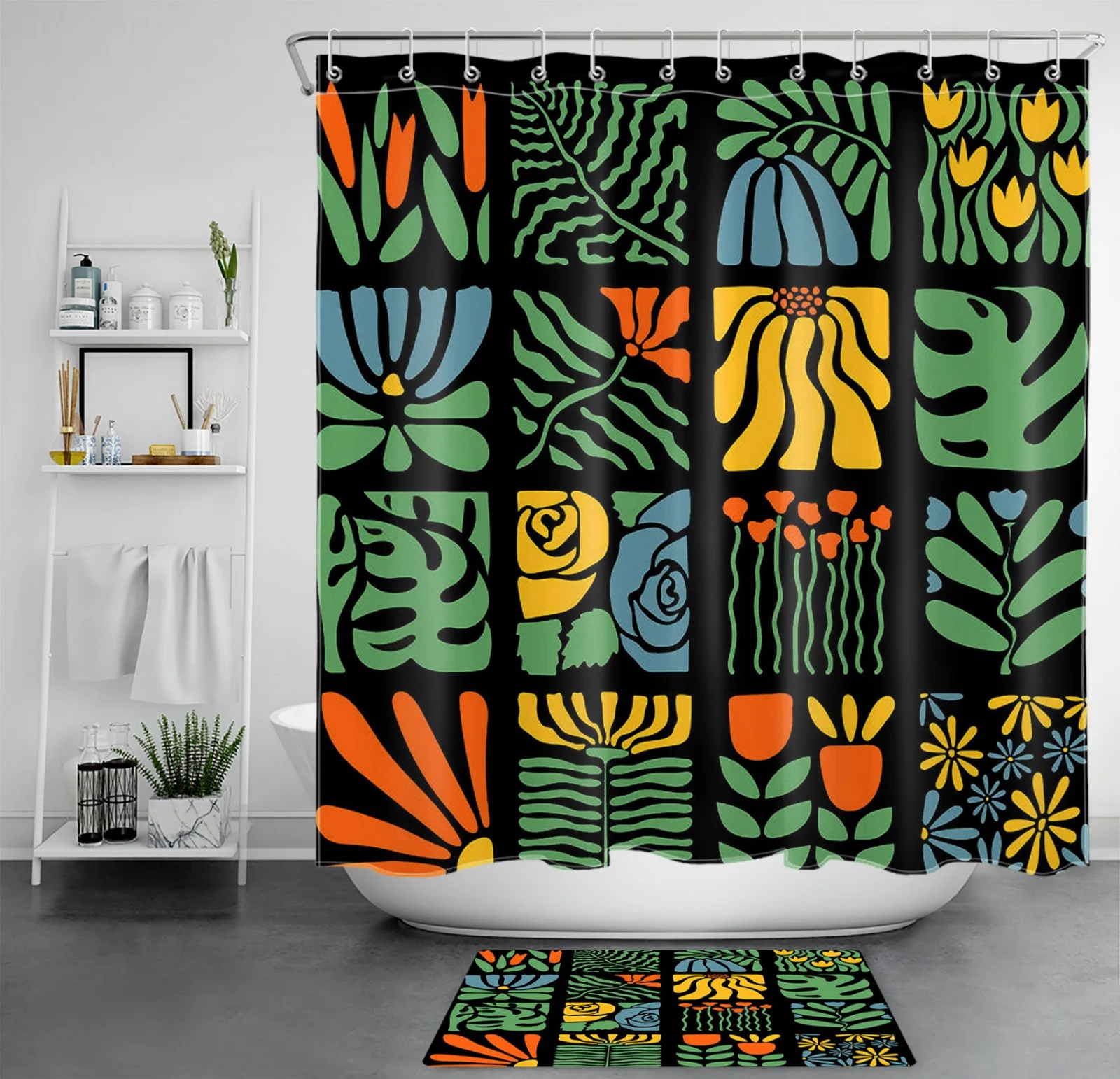 Botanical Night Starry Pink Moon Phase Shower Curtain Botanical Night Starry Pink Moon Phase Shower Curtain