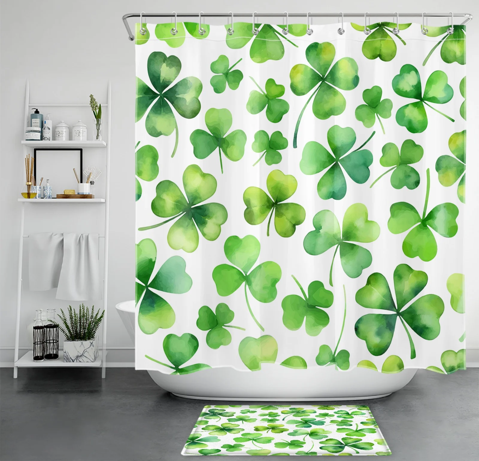 Love Heart Black and White Valentines Shower Curtain