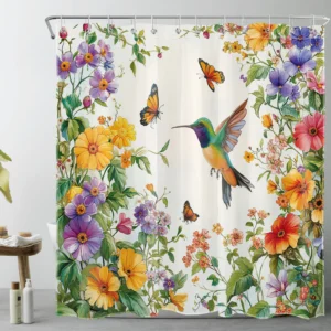 Butterfly Sage Green Leaf Purple Floral Shower Curtain Butterfly Sage Green Leaf Purple Floral Shower Curtain