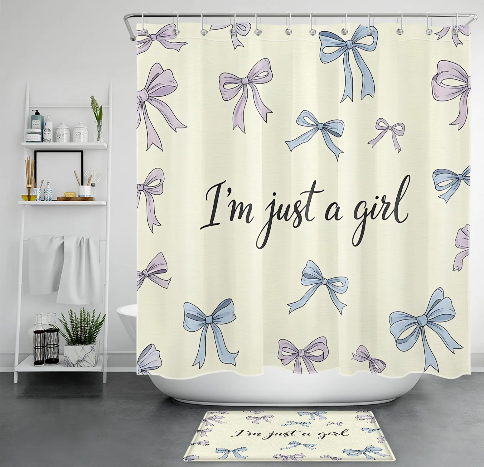 Sage Green Leaf Blue Hydrangea Floral Shower Curtain