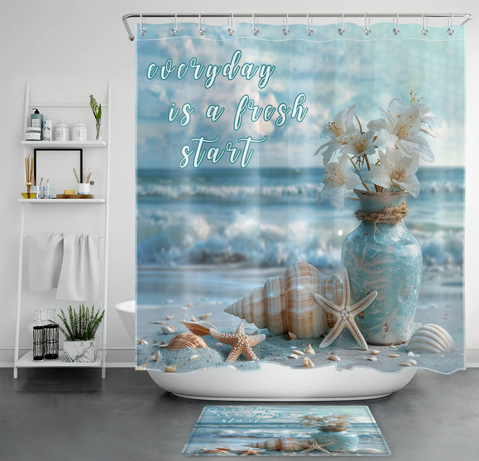 Bible Verse Yellow Daisy Black and White Shower Curtain Bible Verse Yellow Daisy Black and White Shower Curtain