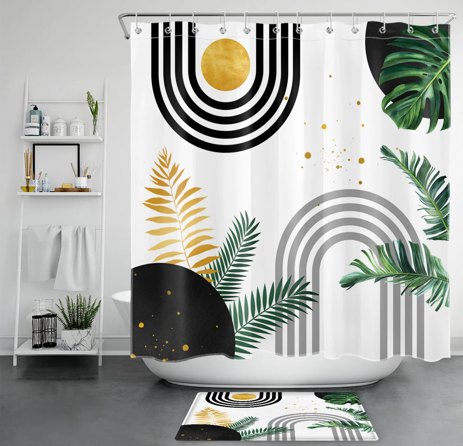 Autumn Leaves Red Retro Truck Hello Fall Shower Curtain