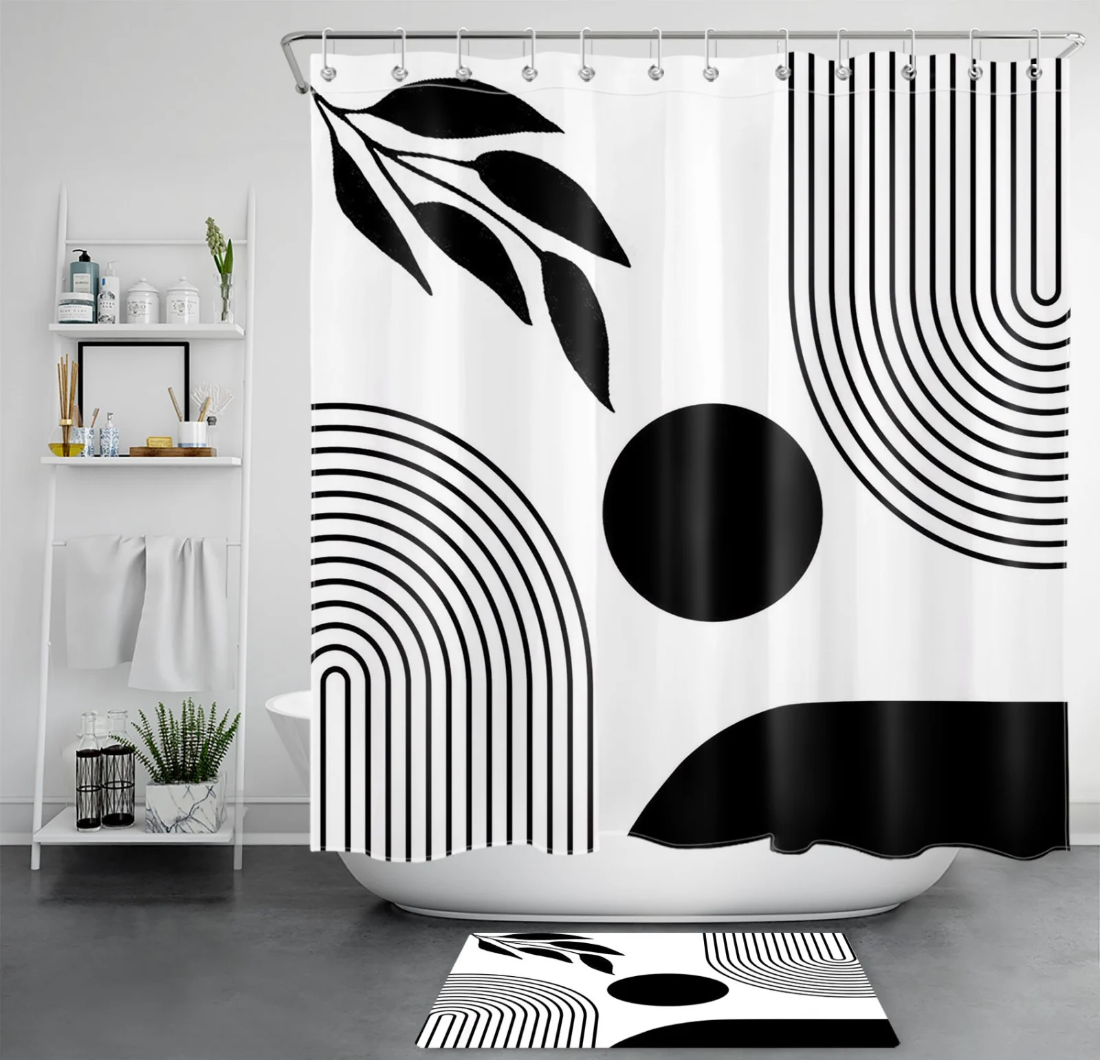 Chic Vintage Botanical Leaf Pink Floral Shower Curtain