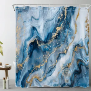 Vintage Black and Gold Abstract Marble Shower Curtain