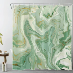 Vintage Black and Gold Abstract Marble Shower Curtain