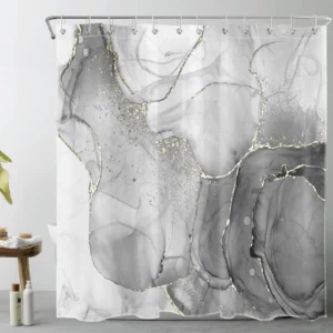 Modern Abstract Purple White Marble Gold Shower Curtain Modern Abstract Purple White Marble Gold Shower Curtain