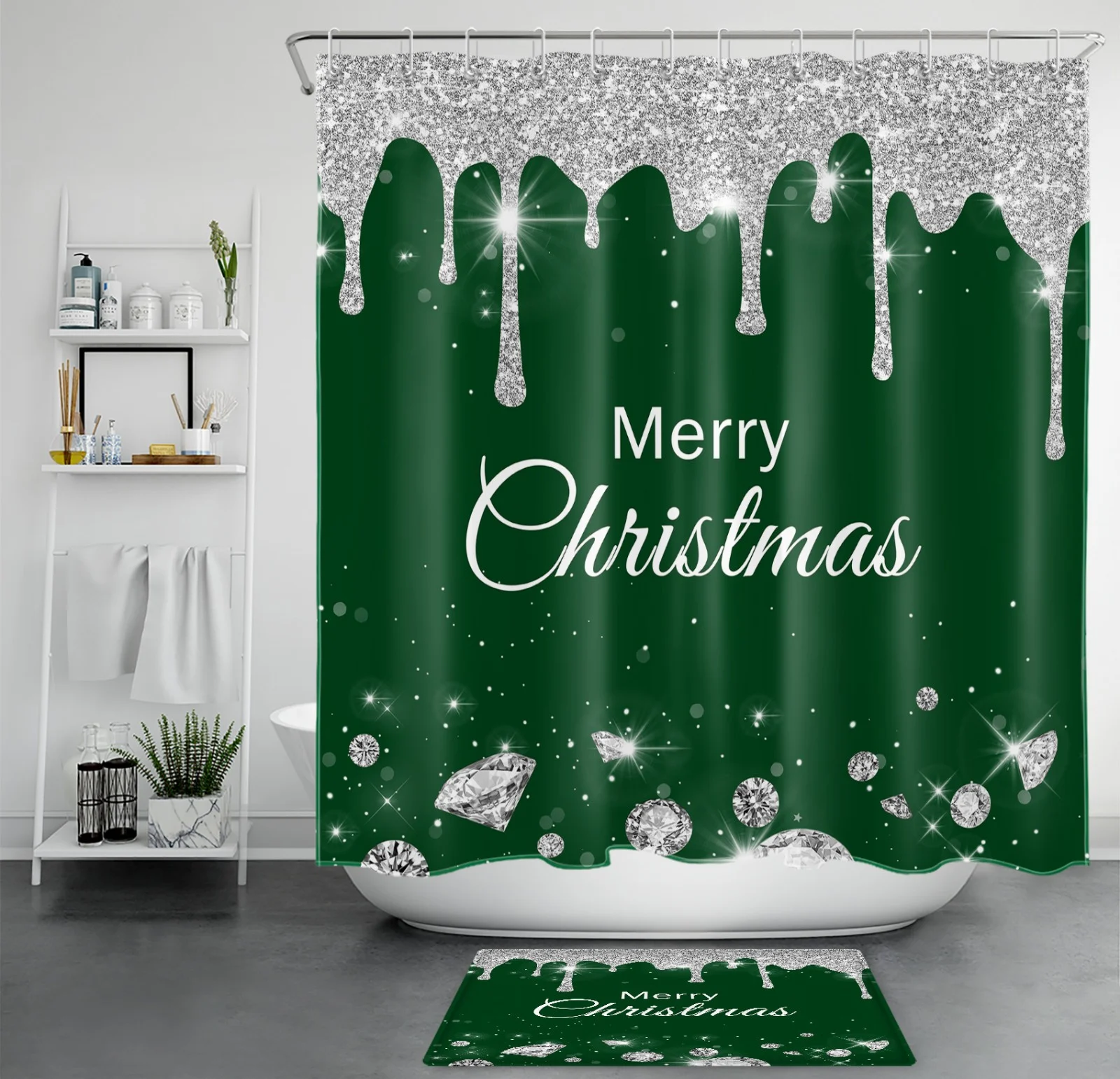 Winter Cardinal Red Christmas Snowman Shower Curtain