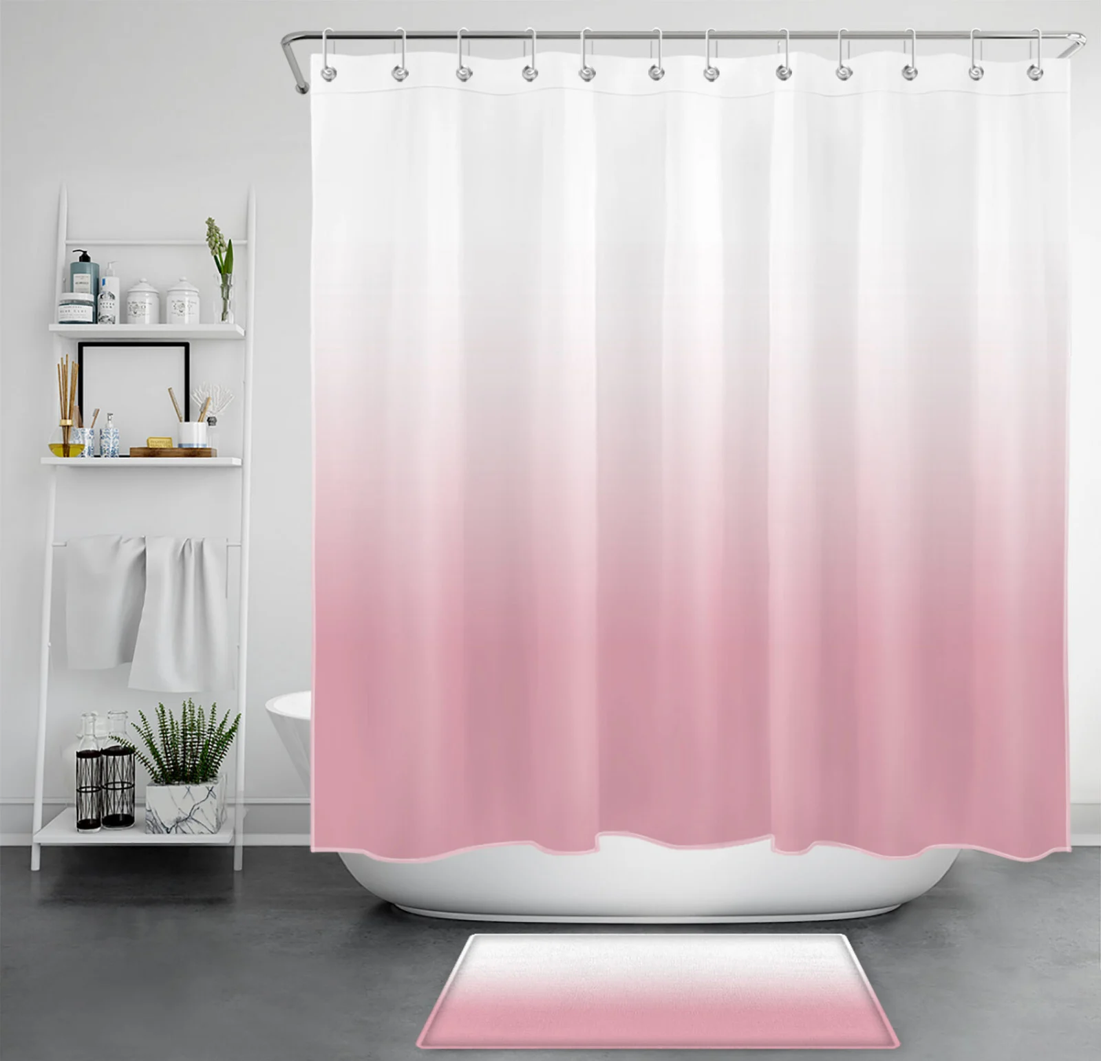 Inspirational Quotes Christ Pink and White Shower Curtain