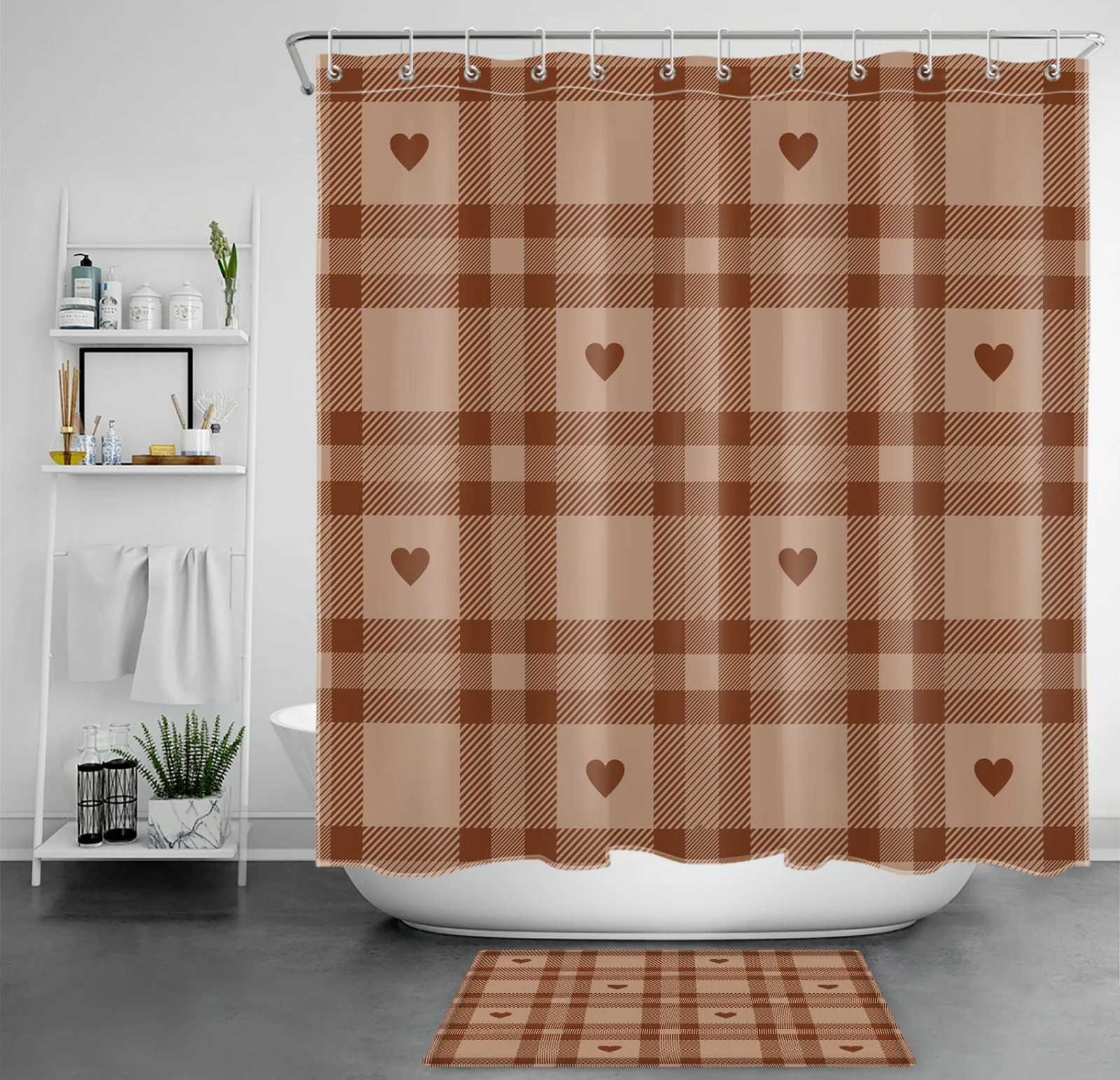 Retro 70s Abstract Boho Rainbow Sun Shower Curtain