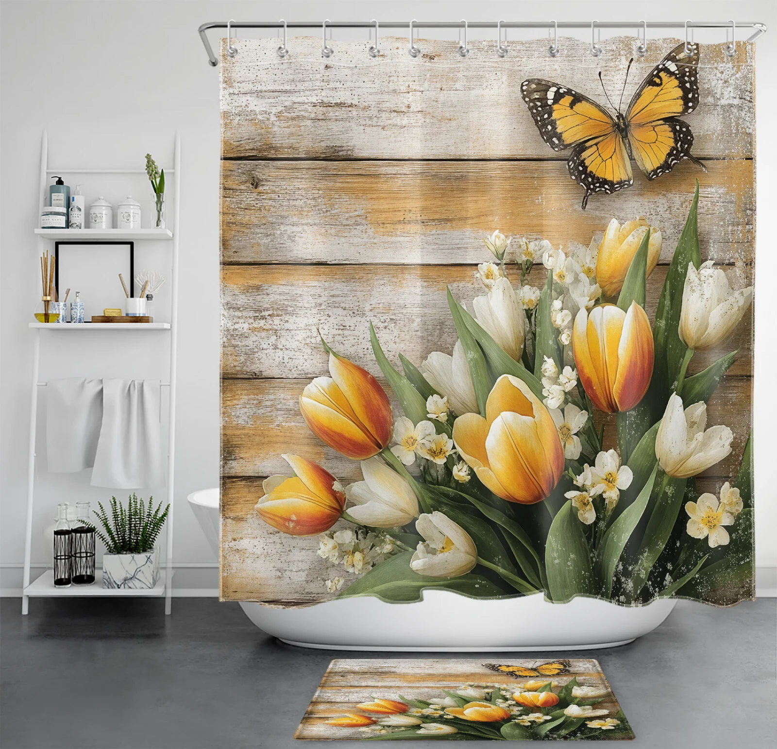Retro Gold Textured Gray Abstract Marble Shower Curtain