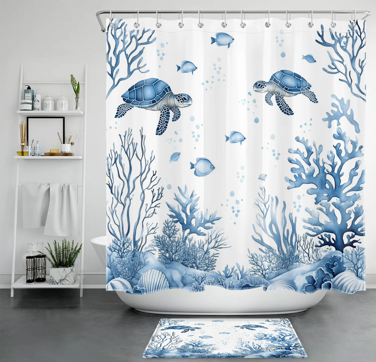 Bee Pink and Blue Floral Yellow Tulip Shower Curtain