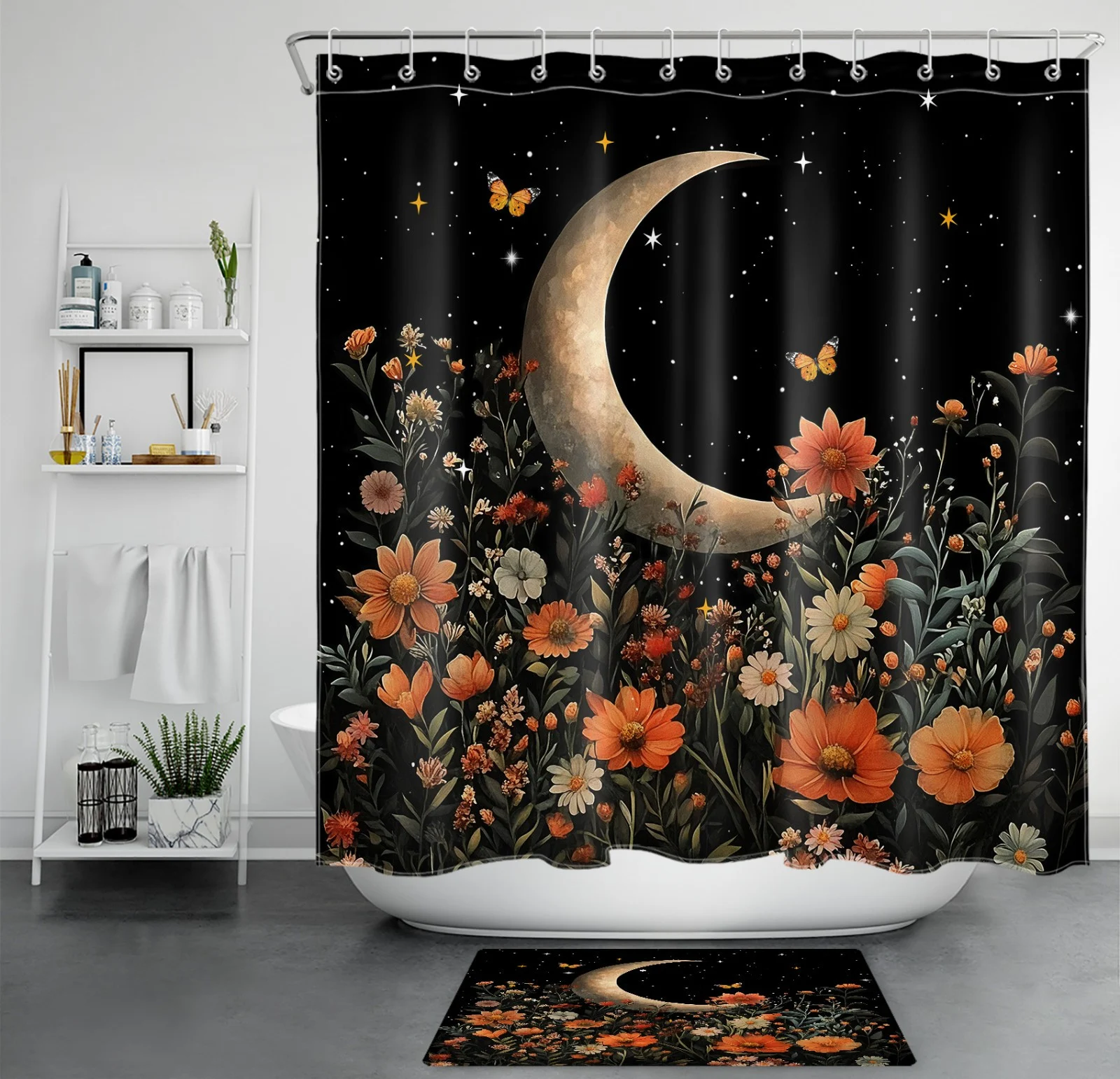 Blue Ocean Seashell Coastal Pastel Mermaid Shower Curtain