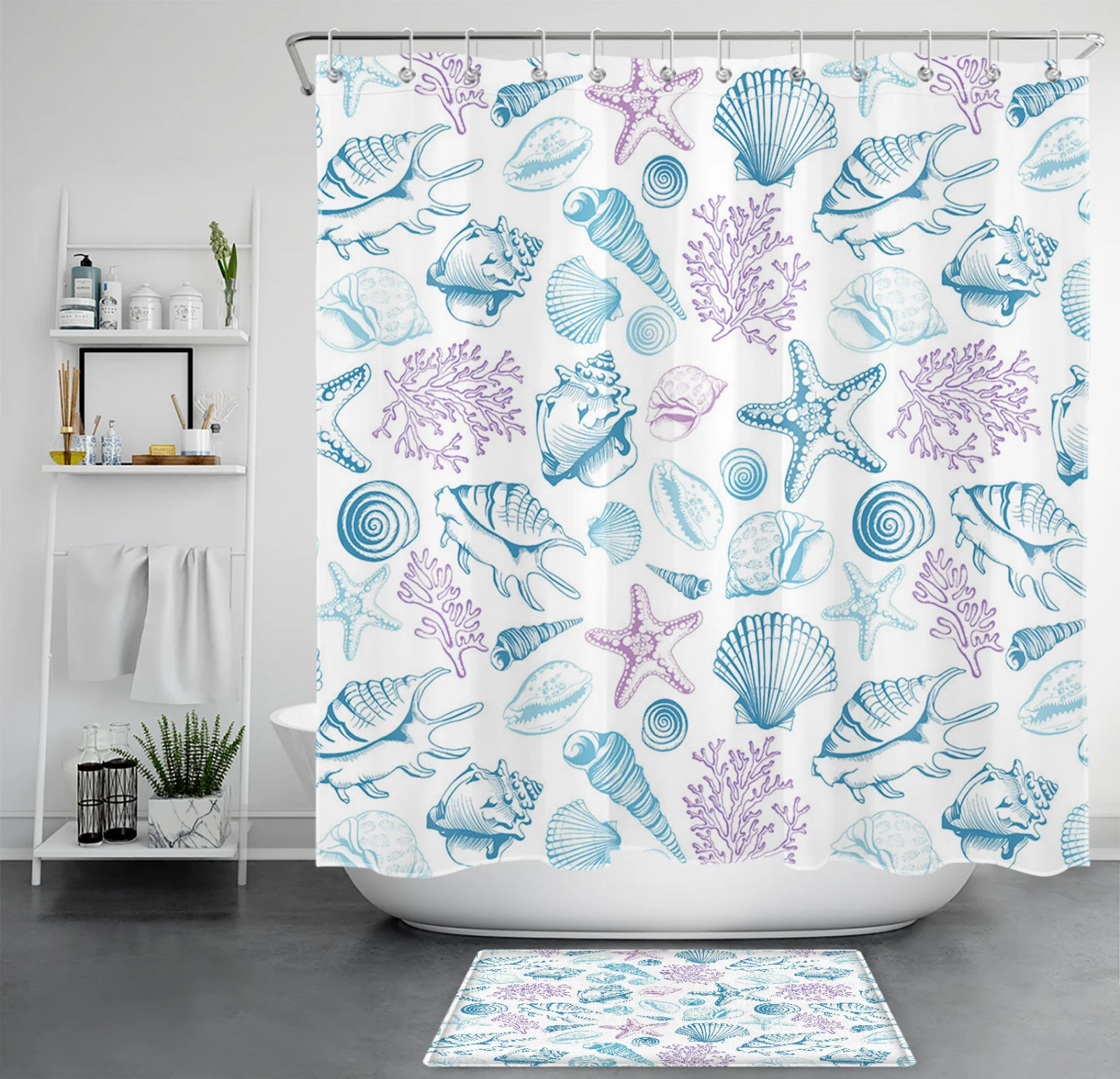 Tropical Botanical Sage Green Palm Leaf Shower Curtain