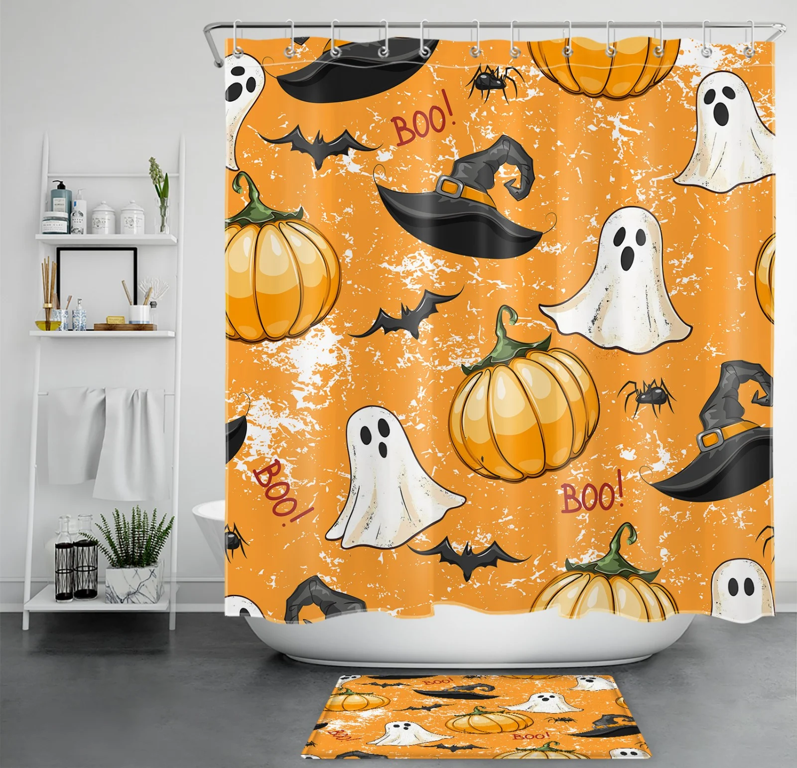 Rustic Botanical Leaf Brown Floral Shower Curtain