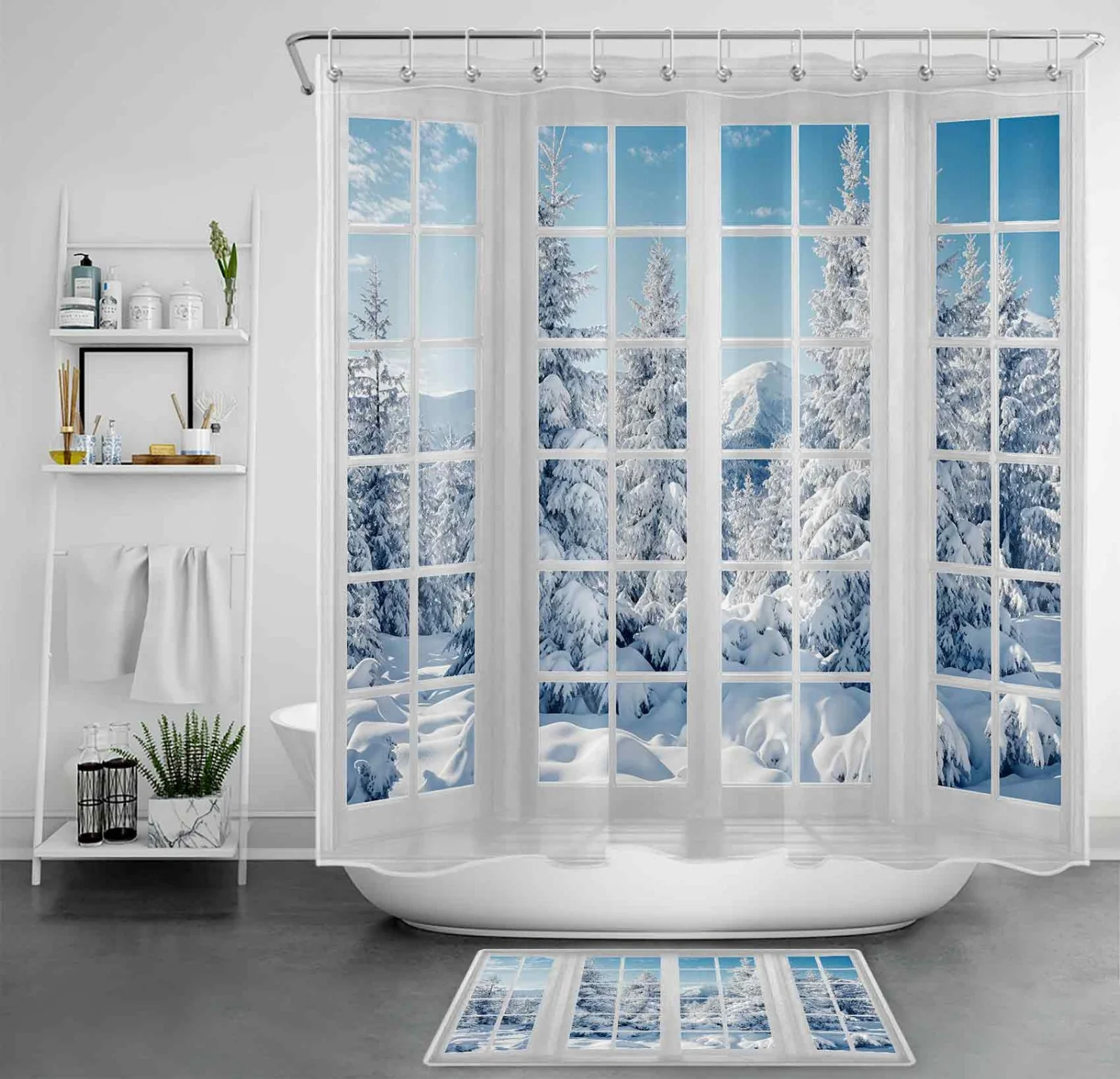 Black and Gold Sparkly Dots Christmas Shower Curtain