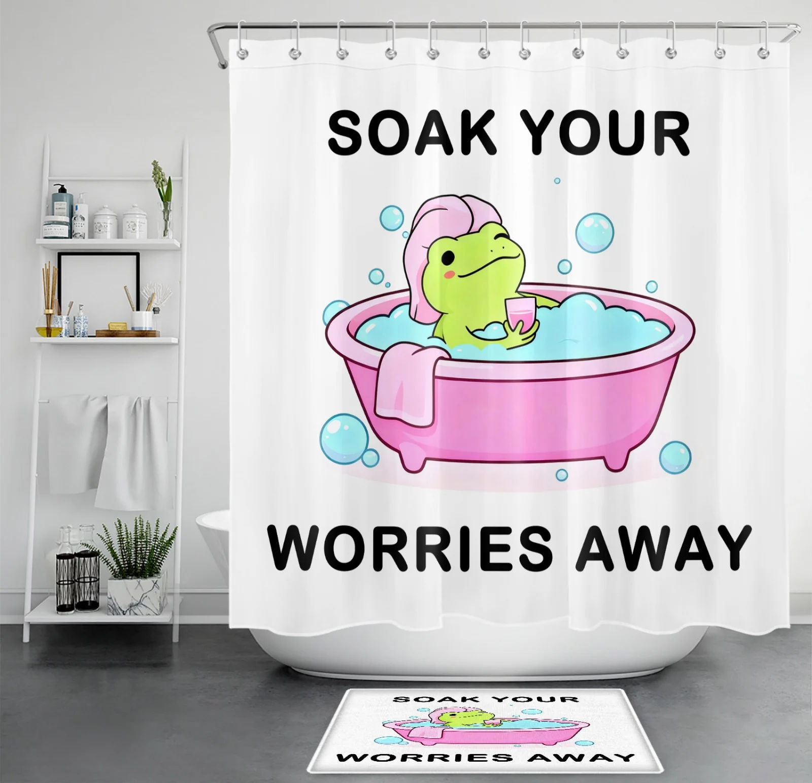 Cute Animal Funny Cat in Bathtub Blue Shower Curtain Cute Animal Funny Cat in Bathtub Blue Shower Curtain