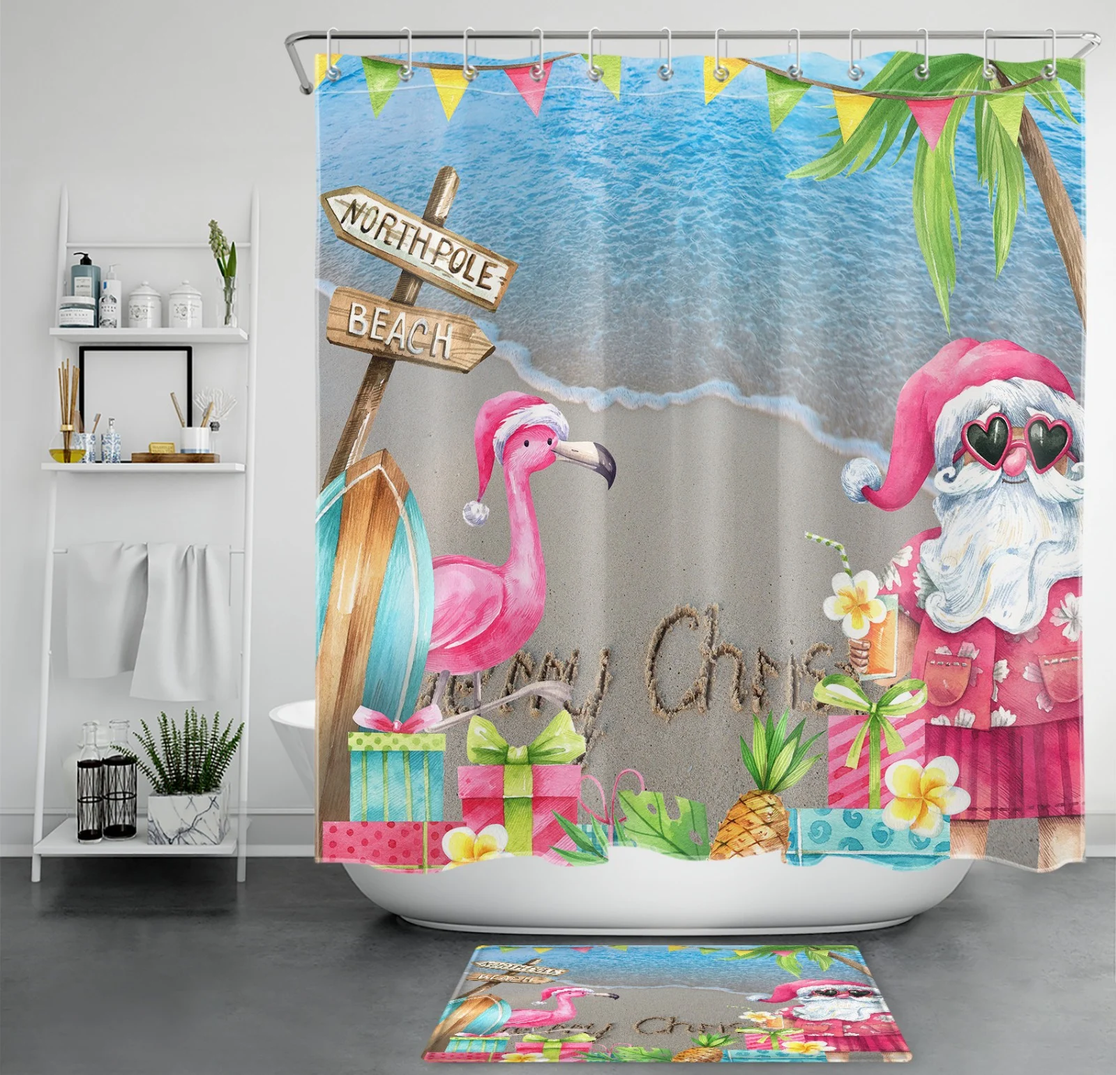 Winter Wonderland Green Christmas Tree Shower Curtain