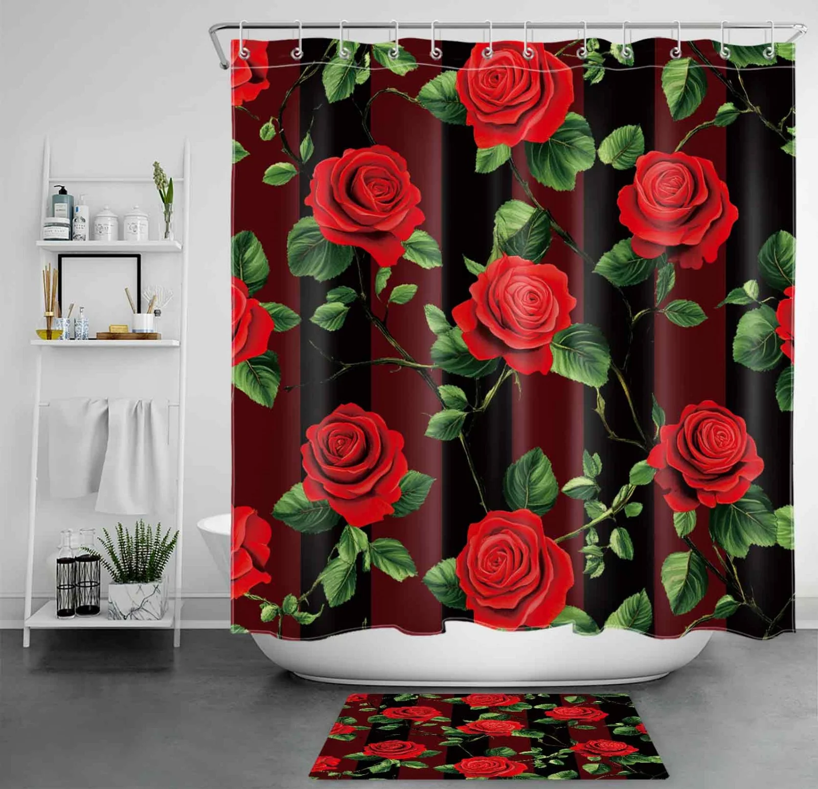 Green Eucalyptus Leaf Colorful Floral Shower Curtain Green Eucalyptus Leaf Colorful Floral Shower Curtain