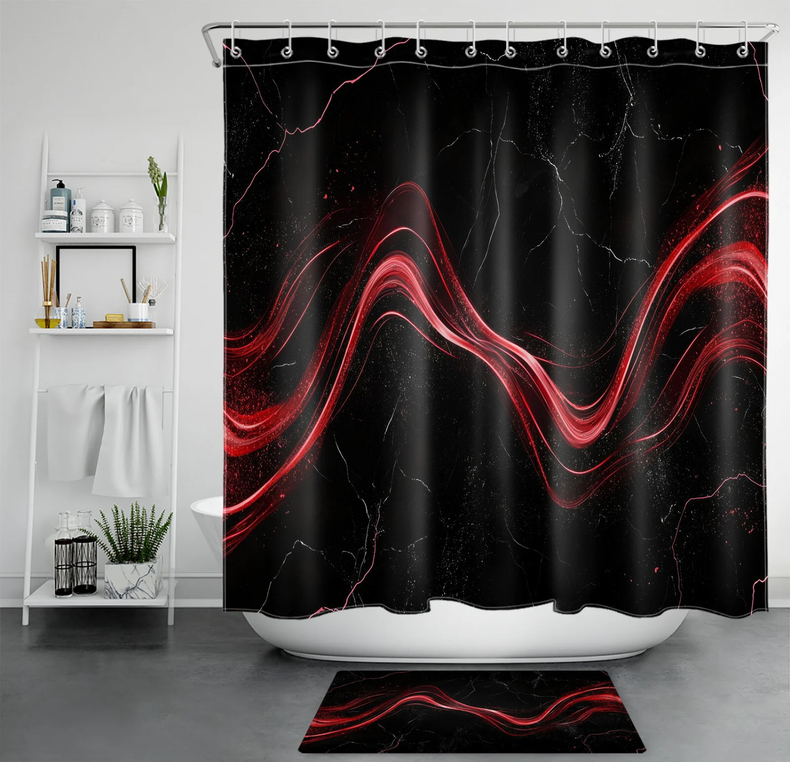 Abstract Marble Textured Black and Gold Shower Curtain Abstract Marble Textured Black and Gold Shower Curtain