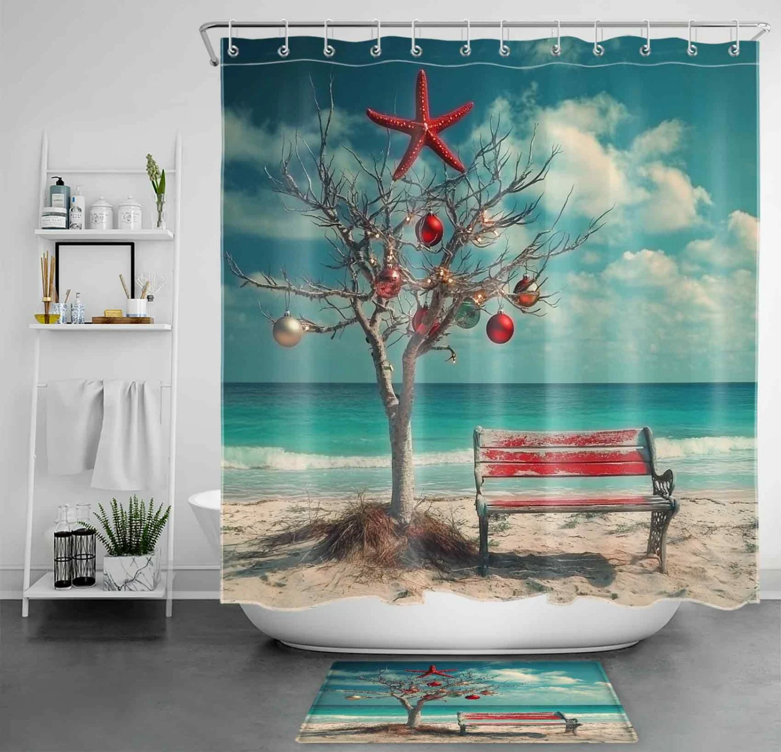 White Snowflake Pink Christmas Snowman Shower Curtain White Snowflake Pink Christmas Snowman Shower Curtain