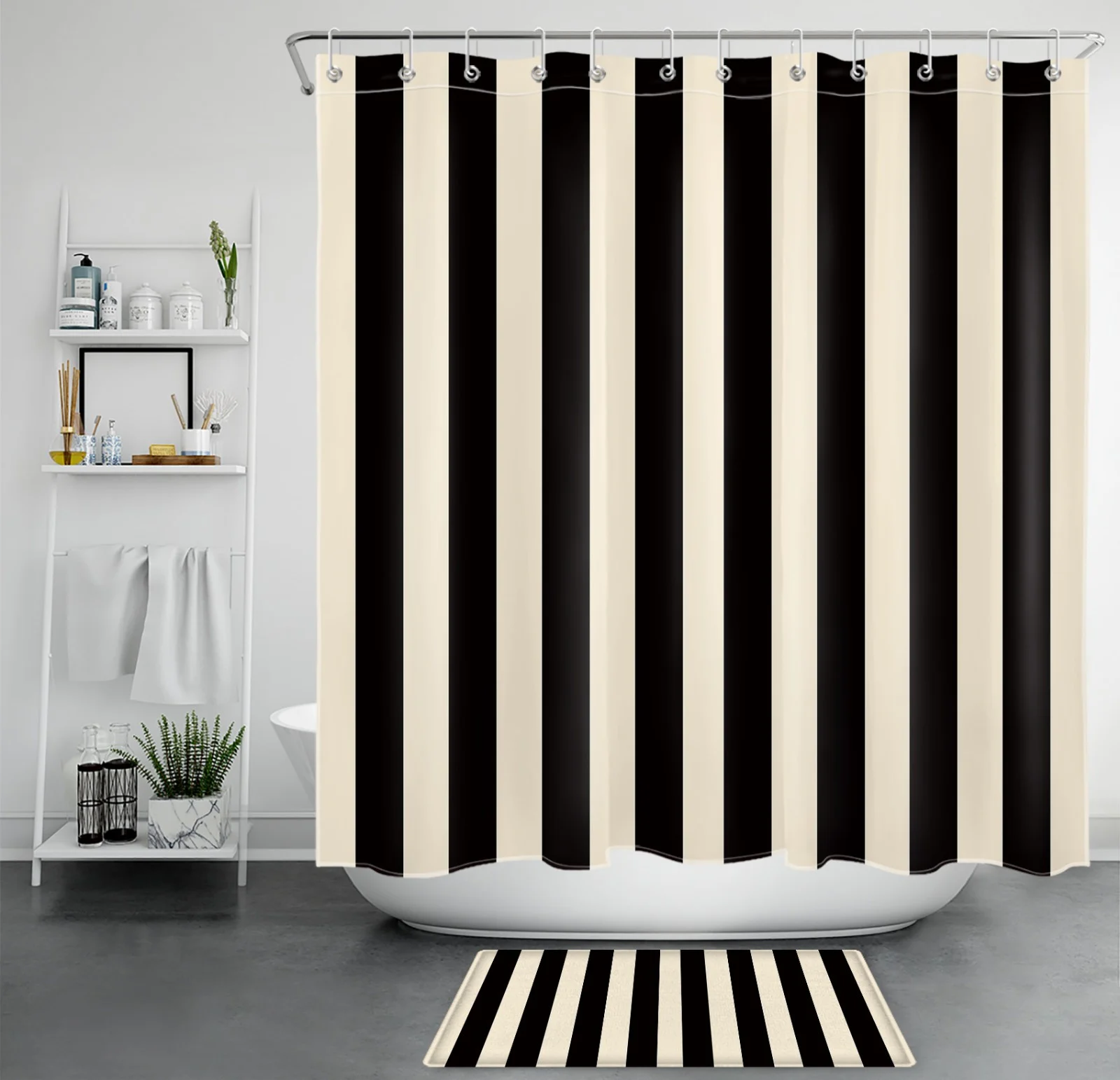 Gray Striped Black and Brown Geometric Shower Curtain Gray Striped Black and Brown Geometric Shower Curtain