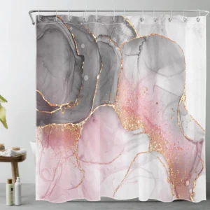 Modern Abstract Purple White Marble Gold Shower Curtain Modern Abstract Purple White Marble Gold Shower Curtain
