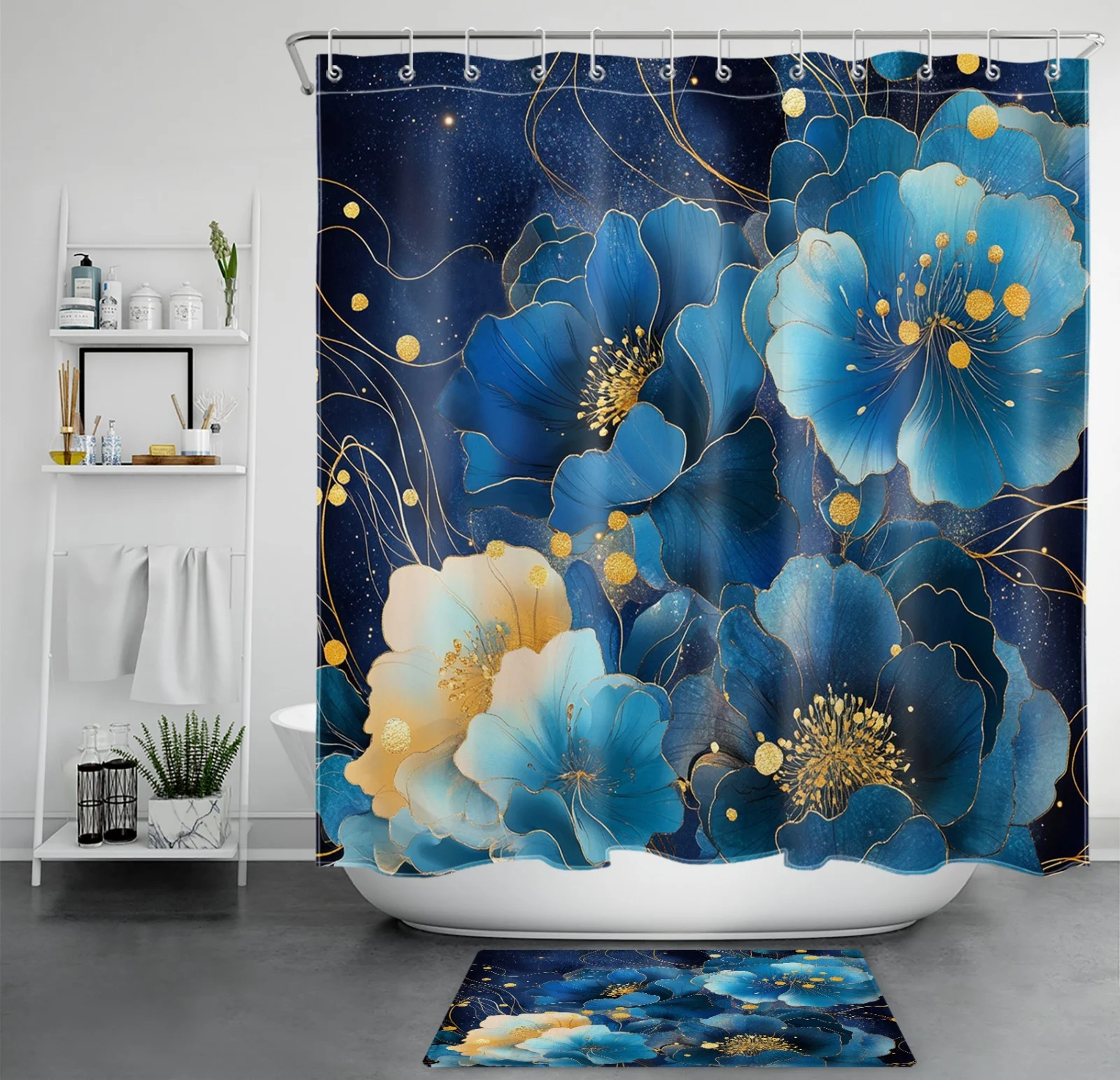 Aesthetic Cute Bow Purple Lavender Floral Shower Curtain