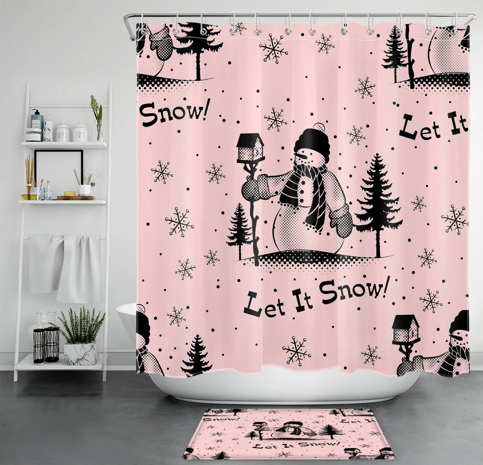 Rustic Barn Door Green Christmas Tree Shower Curtain