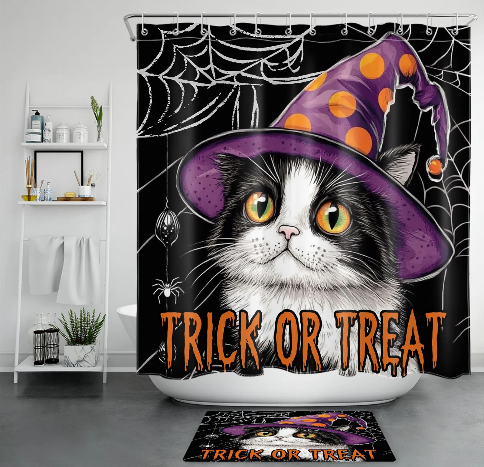 Autumn Pink and Blue Flower Fall Floral Shower Curtain