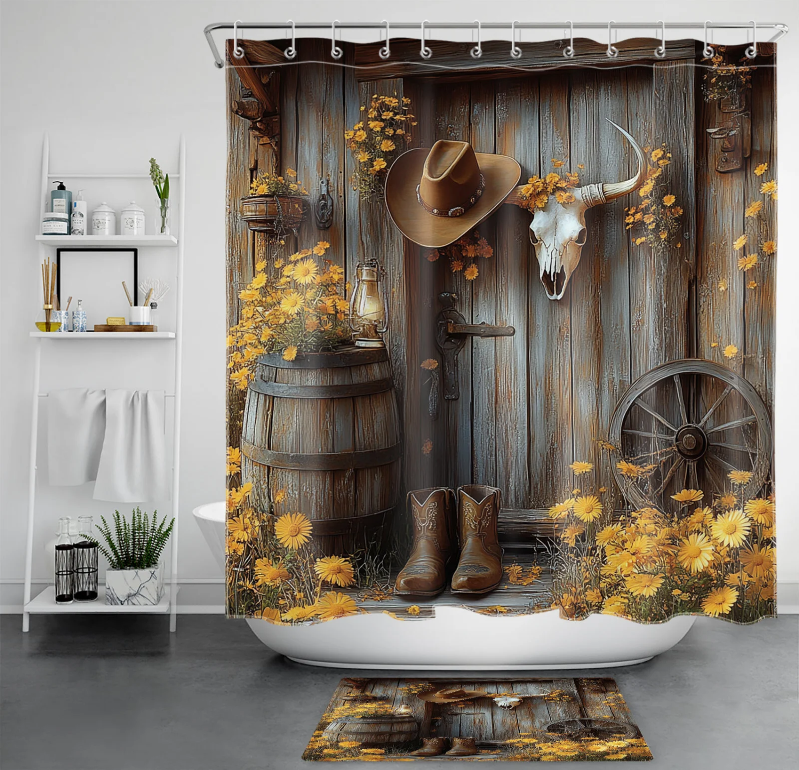 Funny Cow Purple Lavender Blue Hydrangea Shower Curtain