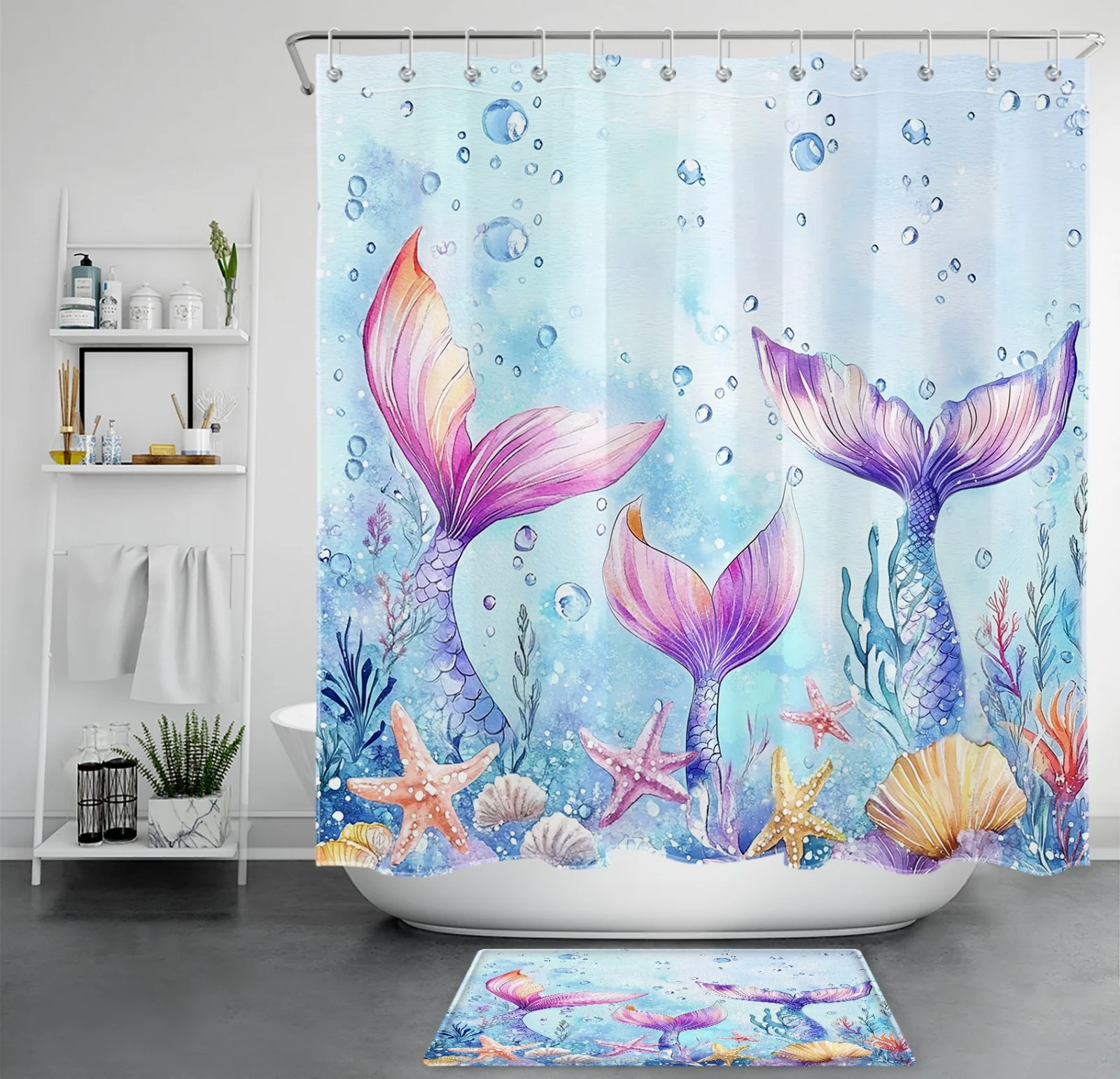 Nature Butterfly Green Leaf Purple Floral Shower Curtain