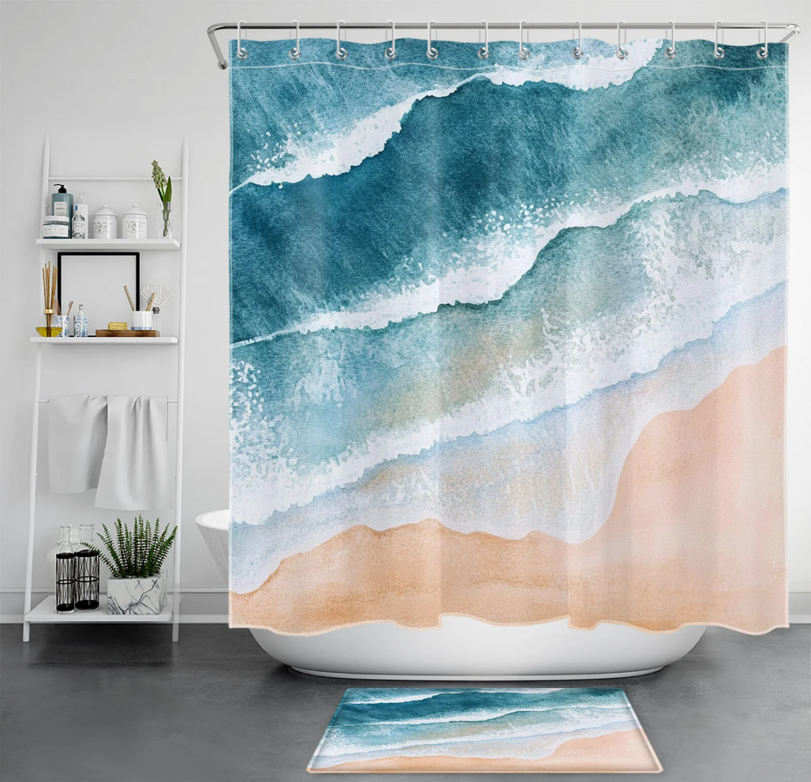 Summer Green Leaves Yellow Daisy Flower Shower Curtain