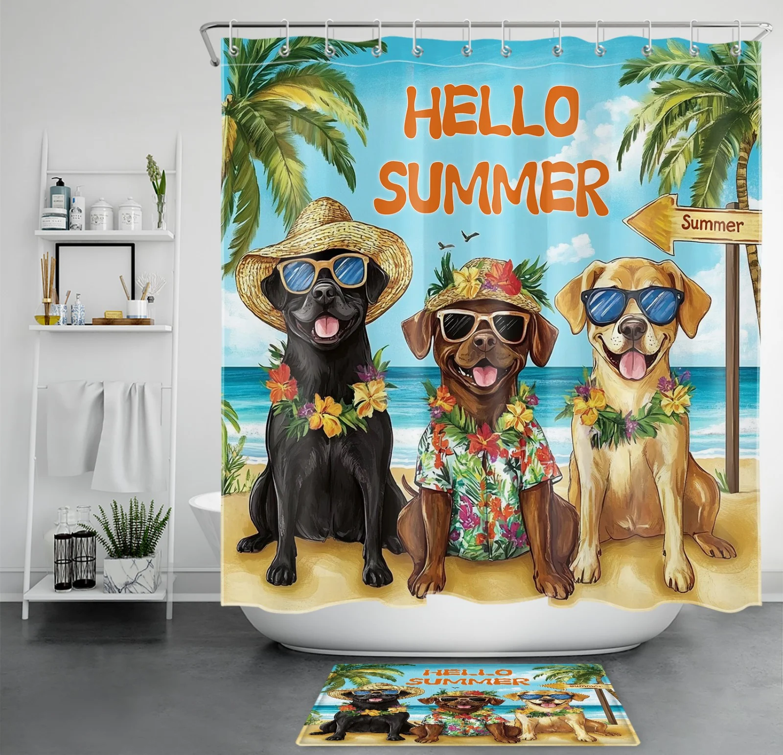 Blue Ocean Seashell Coastal Pastel Mermaid Shower Curtain