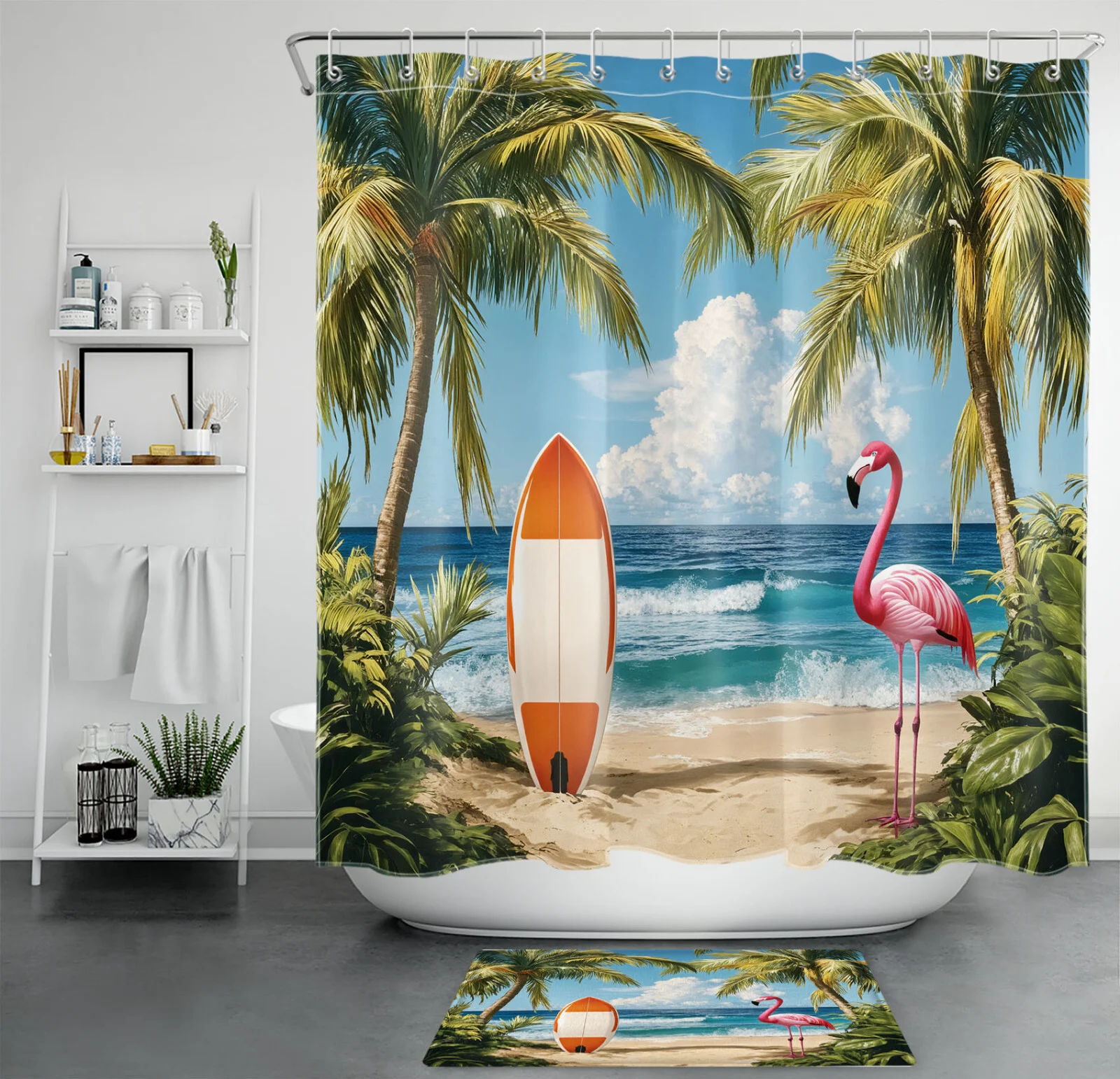 Sunset Landscape Pink Cherry Floral Zen Shower Curtain