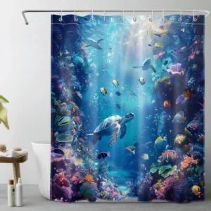 Underwater Tropical Fish Sea Turtle Shower Curtain