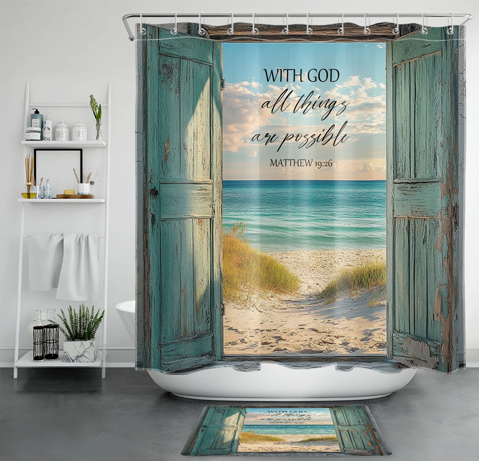 Hawaiian Nature Sunset Ocean Beach Coastal Shower Curtain