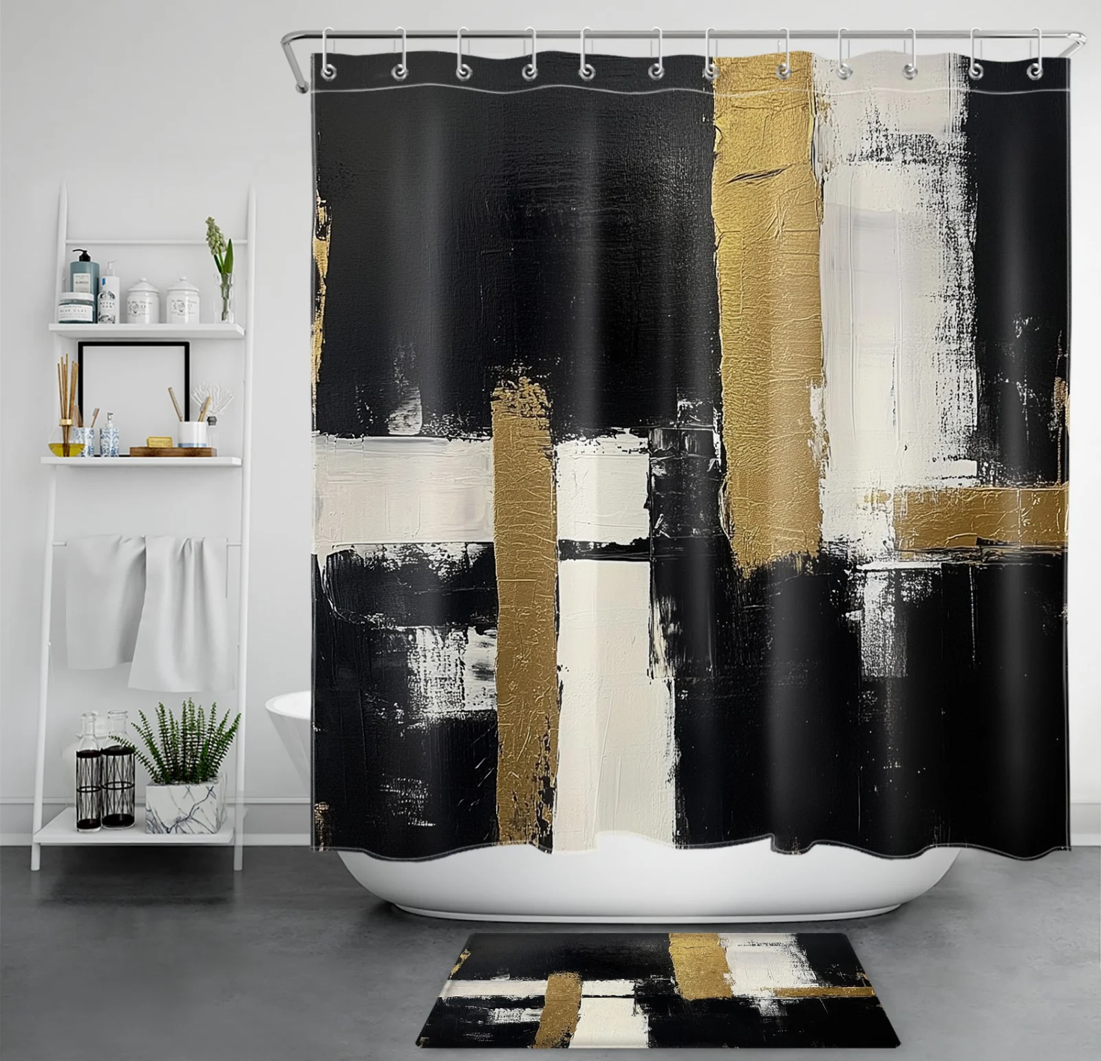 Botanical Blue Hydrangea Pink Daisy Floral Shower Curtain