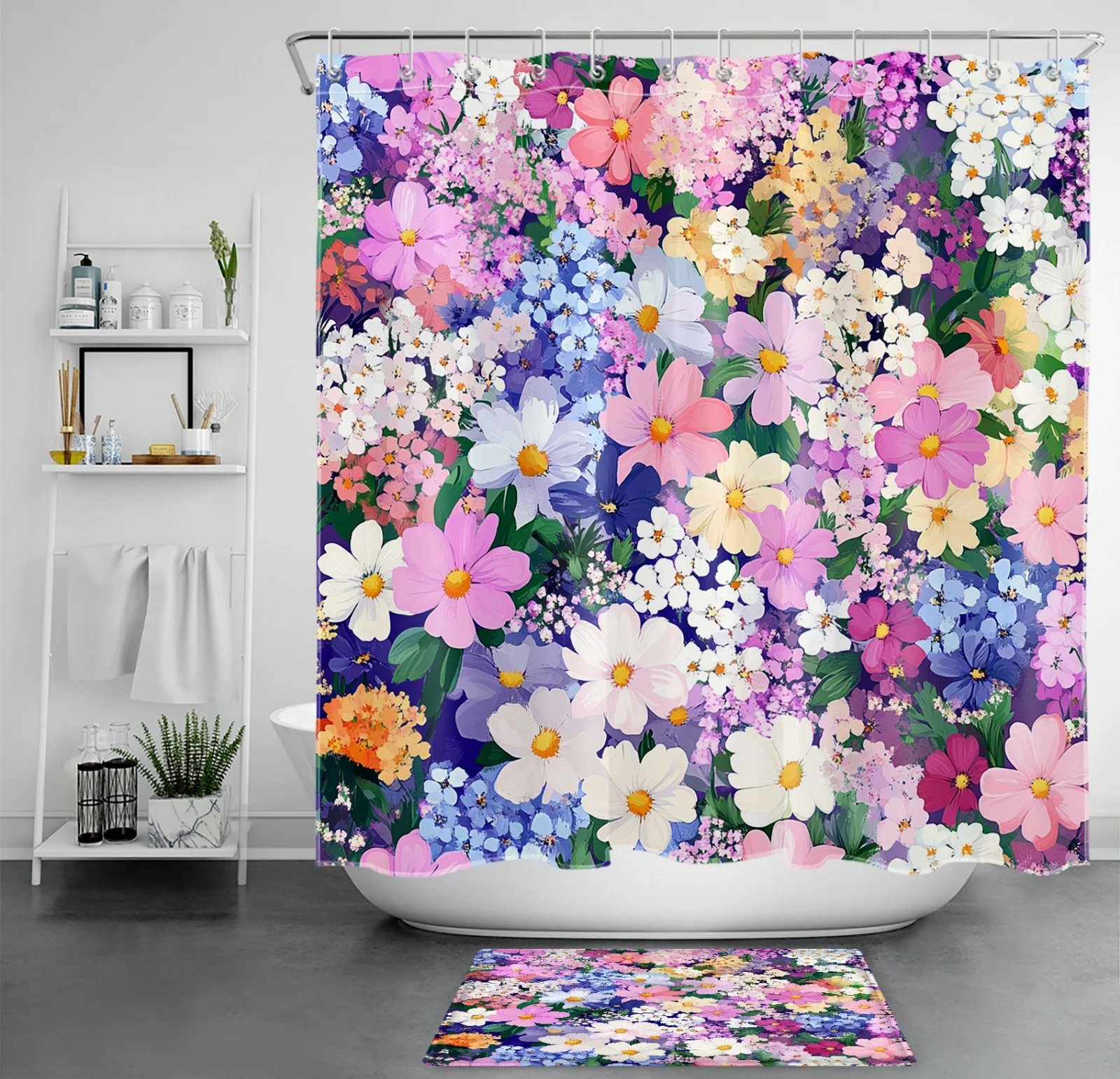 Colorful Garden Bloom Botanical Shower Curtain