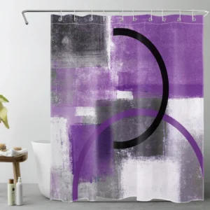 Vintage Purple Geometric Black and Grey Shower Curtain