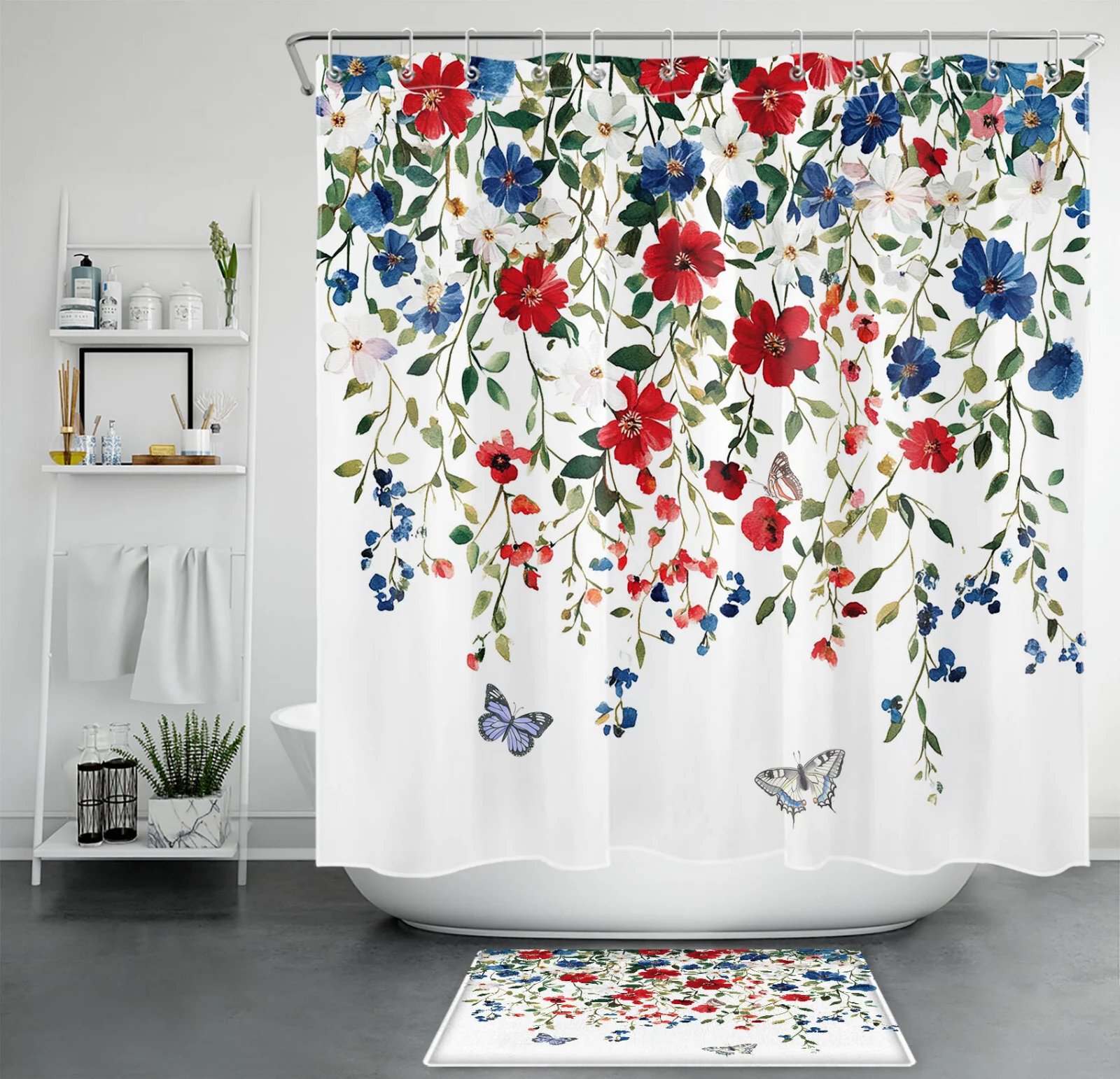 Summer Coastal Blue Ocean Flip Flops Beach Shower Curtain