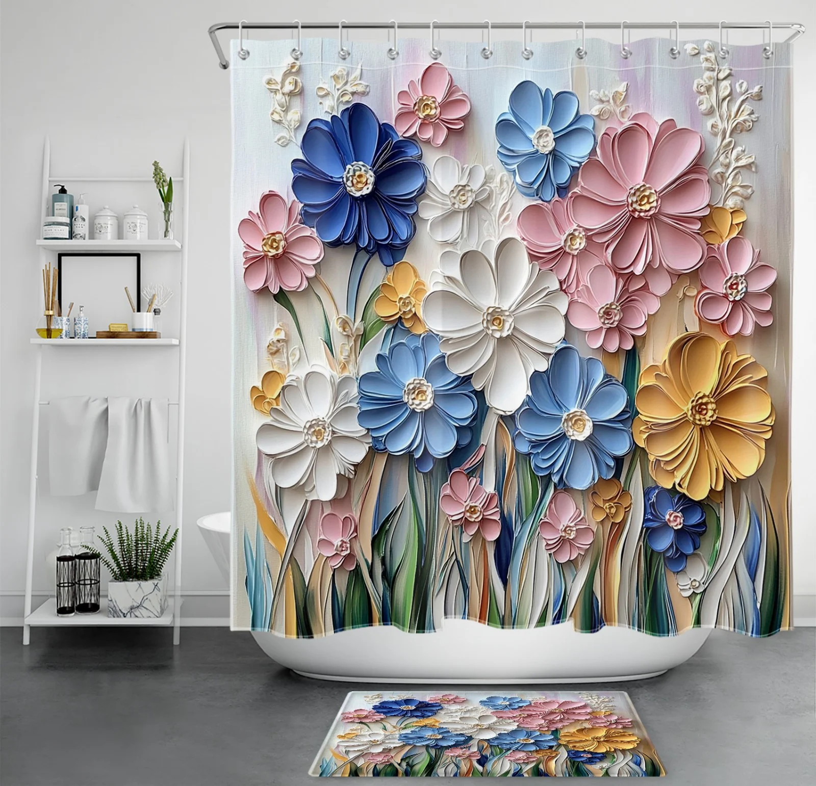 Colorful Botanical Watercolor Wildflower Shower Curtain
