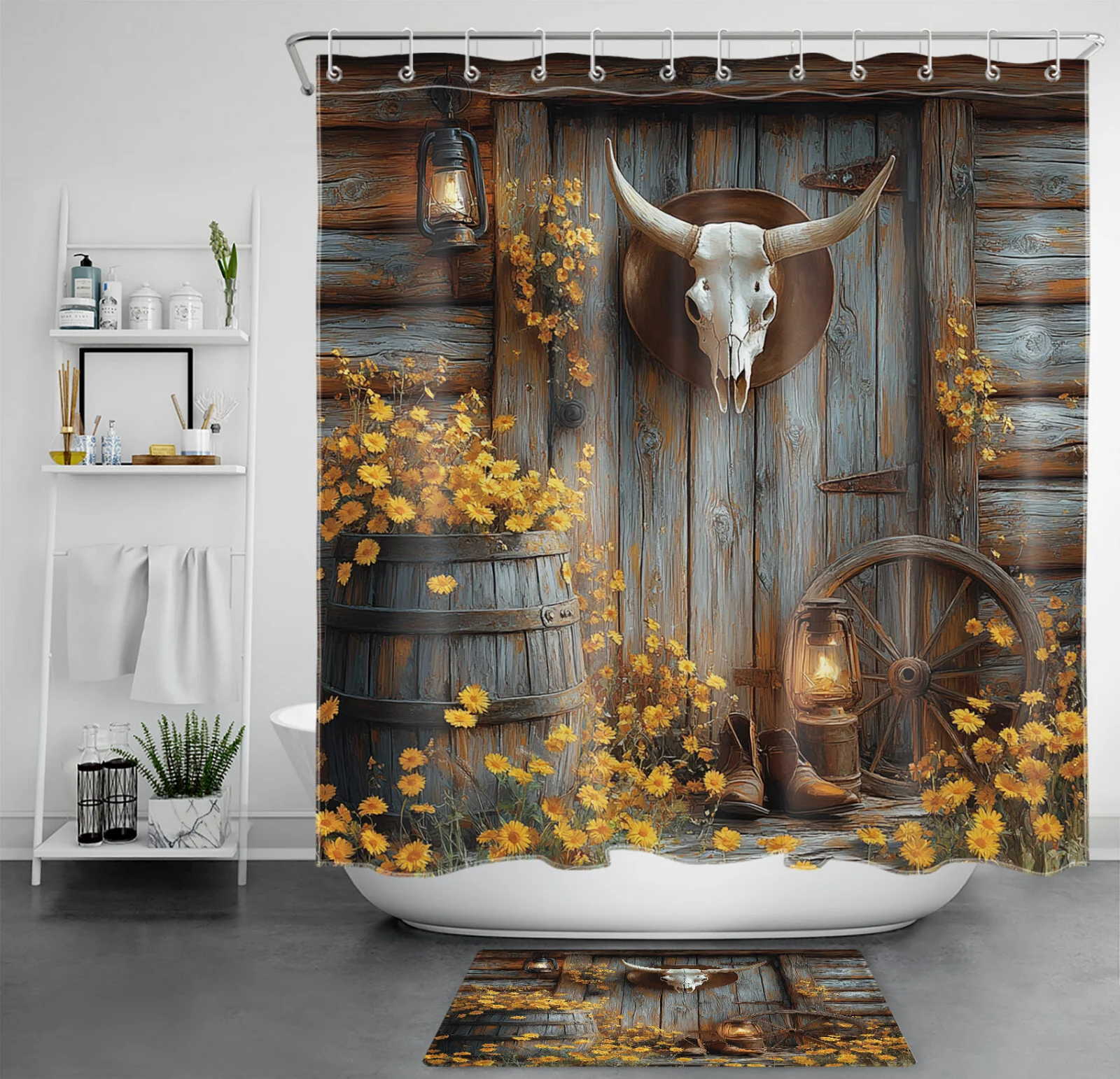 Funny Cow Purple Lavender Blue Hydrangea Shower Curtain