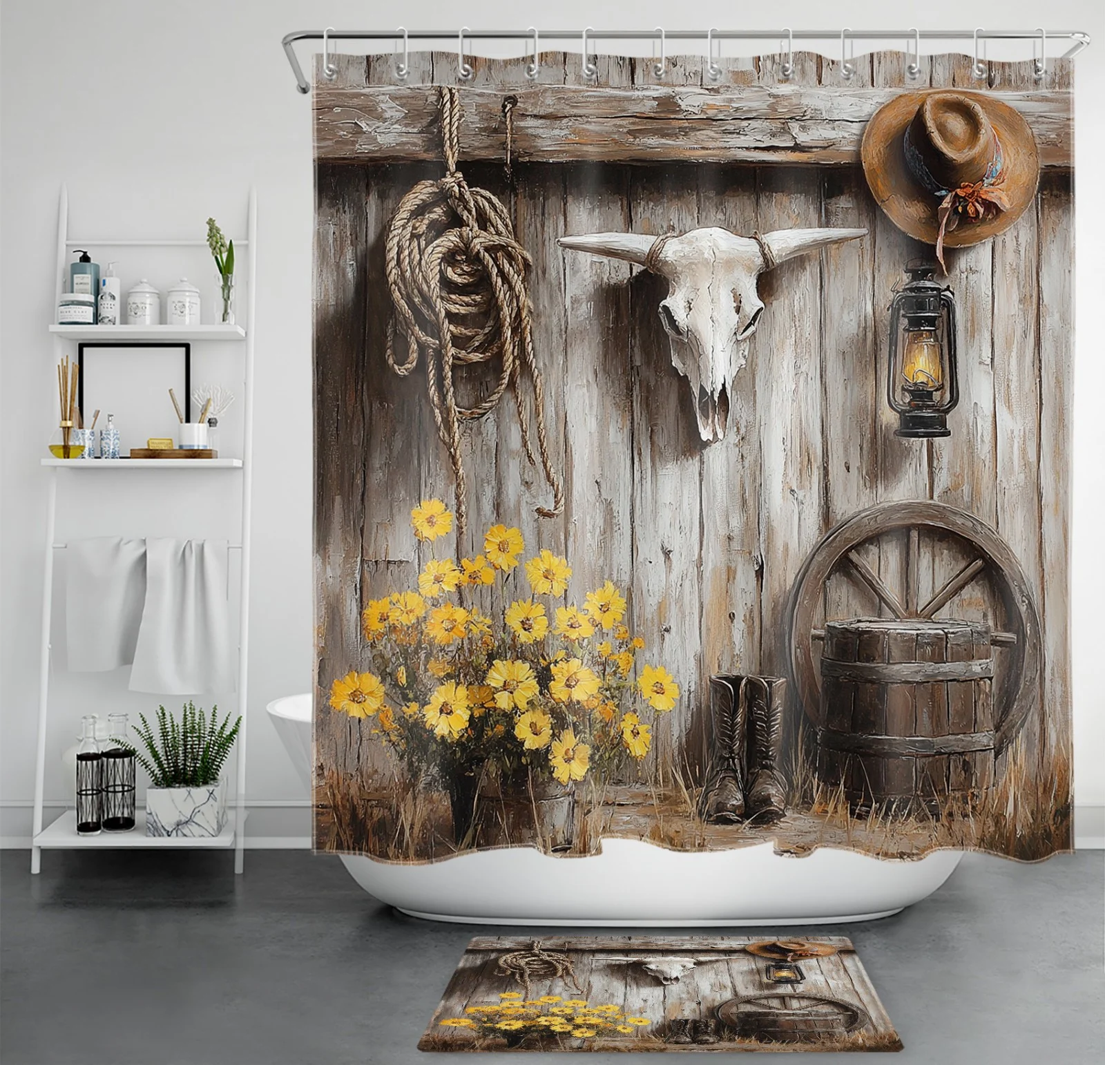 Nature Butterfly Green Leaf Purple Floral Shower Curtain