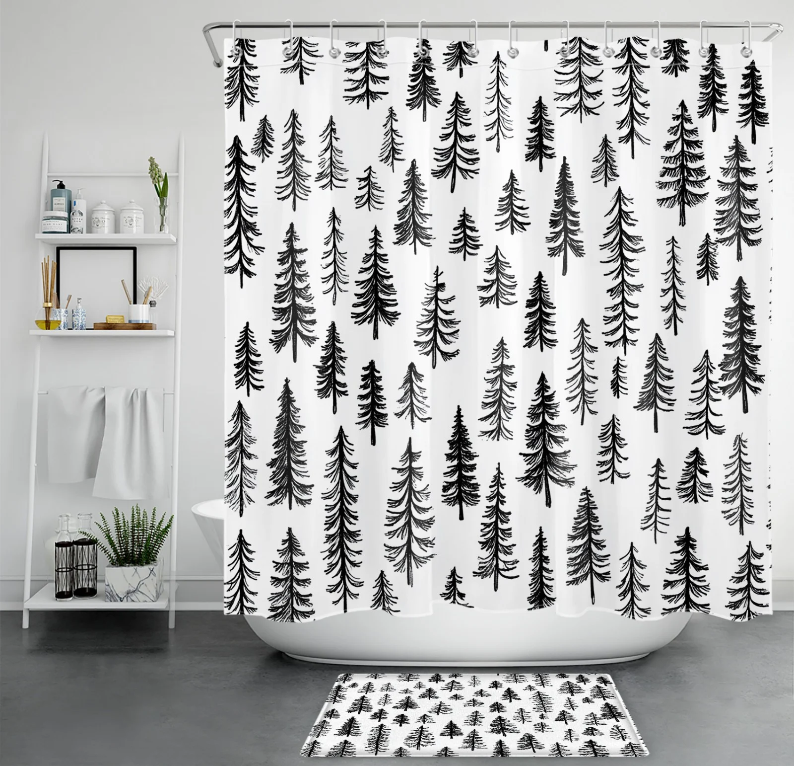 Christmas Green Leaves Pink Berry Floral Shower Curtain Christmas Green Leaves Pink Berry Floral Shower Curtain