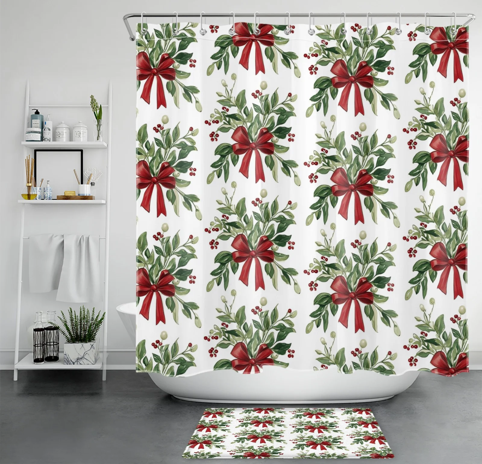 Winter Pine Tree Pink and Gold Christmas Shower Curtain Winter Pine Tree Pink and Gold Christmas Shower Curtain