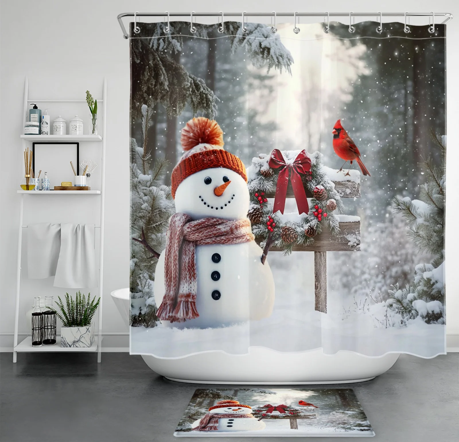 Snowflake Abstract Green Christmas Tree Shower Curtain Snowflake Abstract Green Christmas Tree Shower Curtain