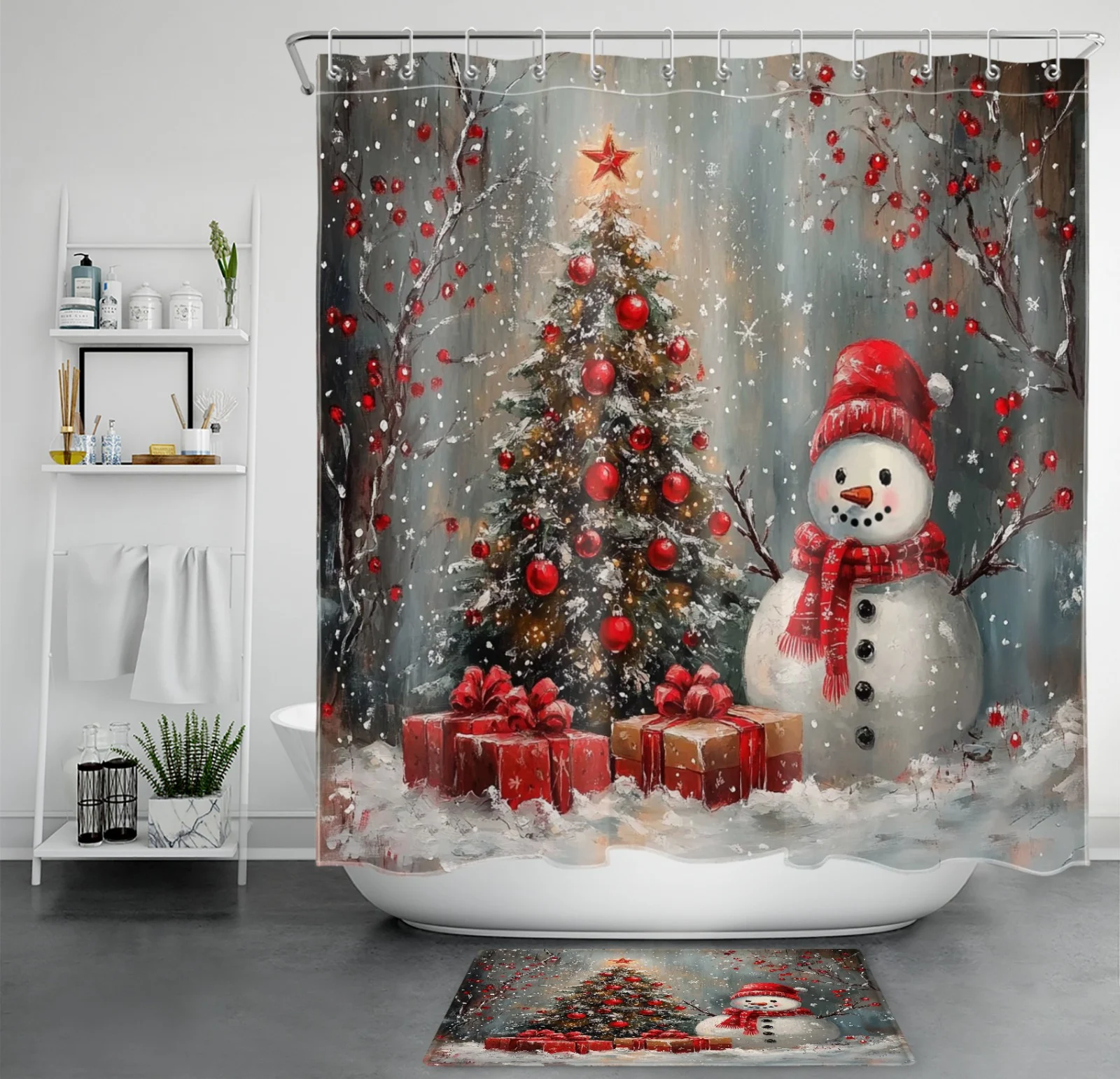 Butterfly Botanical Gray and Pink Floral Shower Curtain