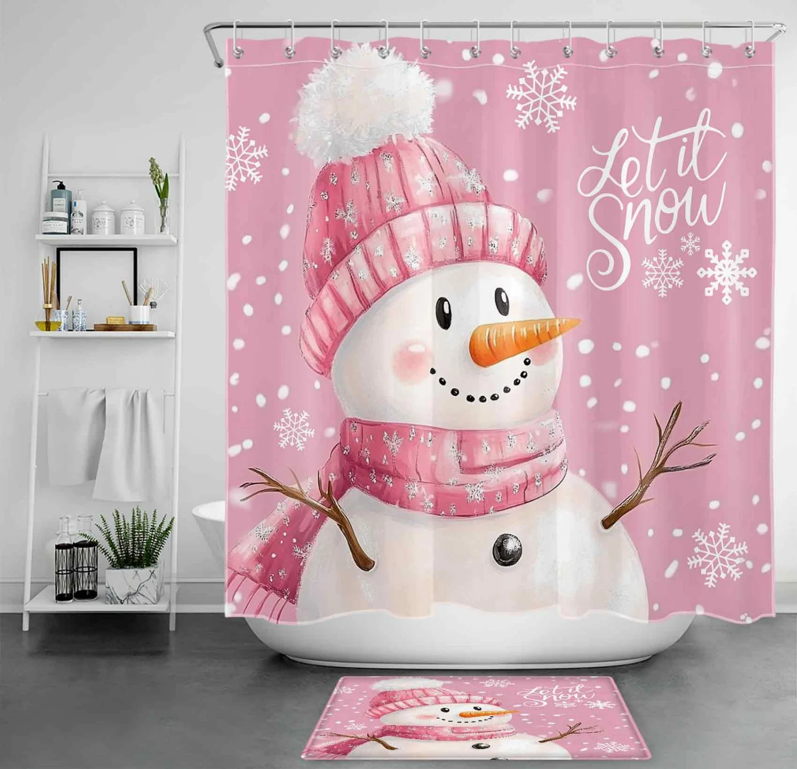 Winter Holiday Funny Red Christmas Santa Shower Curtain