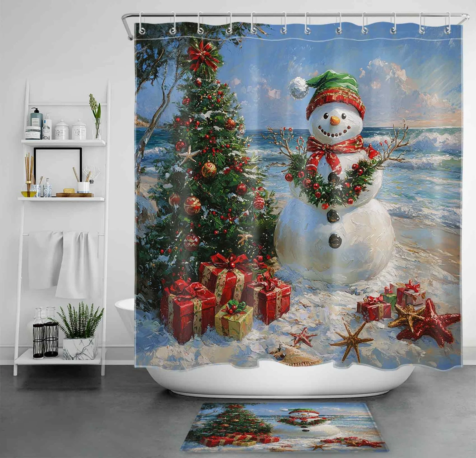 Colorful Firework Happy New Year Christmas Shower Curtain
